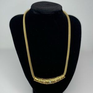 Vintage-Inspired Gold Plated Statement Necklace Stainless Steel 20”